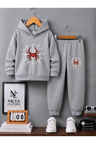 NC Nicee Clothes Children's Tracksuit Set Unisex (Red Spider White Web Print ...