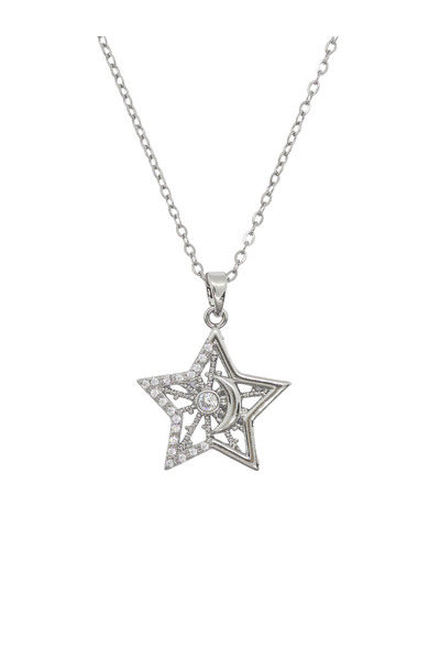 Duiwerlis Women's Zircon Stone Crescent Star Necklace Stylish Daily Design Gi...
