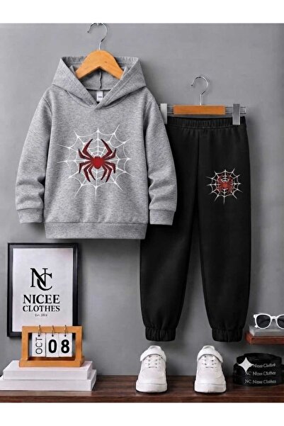 NC Nicee Clothes Children's Tracksuit Set Unisex (Red Spider White Web Print ...