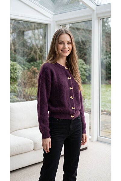 AYMİSS Stylish Cardigan with Metal Buttons