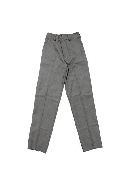 bebegen Boys' Gray Elastic Waist Seamless Narrow-Leg Fabric School Trousers