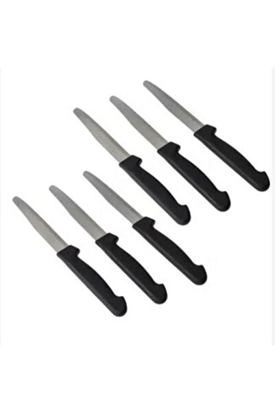 Generic Set of Knives Fruit Sword, Plastic Handle, 6 Pcs-Black Color 5504005