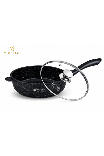EDENBERG Tigaie EB-3322 din aluminiu, înveliș marmorat, capac din sticlă, 28 cm