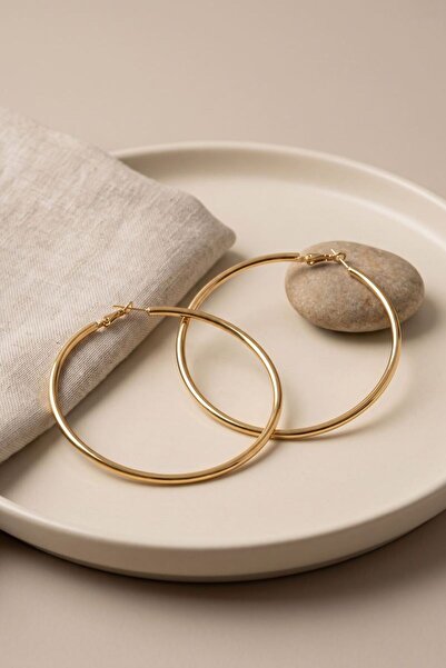 norsary 316L Steel Gold Color 66 mm Hoop Earrings