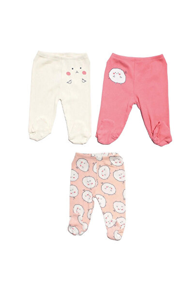 bebegen Baby Girl Ecru Fuchsia Cute Character Printed 3-Piece Single Bottom Set