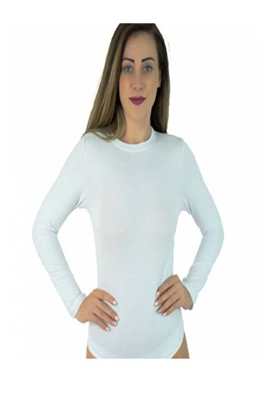 Zulu Ticaret Tutku-Women's White Long Sleeve Bodysuit