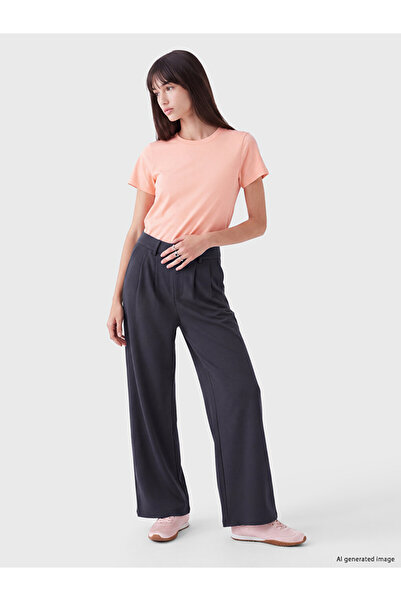 LC Waikiki Peak New Season Anthracite Loose Fit Soft Touch Women's Pleated Tr...