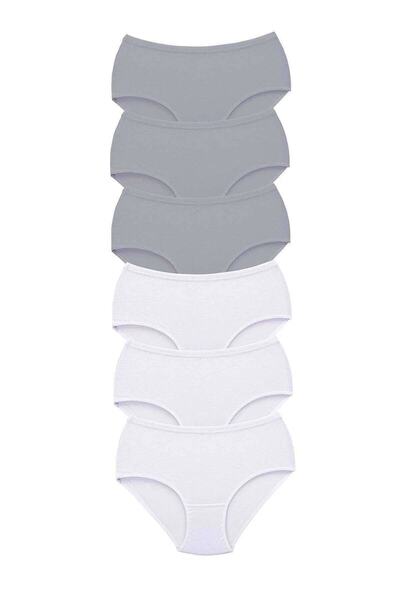 Zulu Ticaret Tutku-6 Pack Women's White and Gray High Waist Bato Thick Rubber...