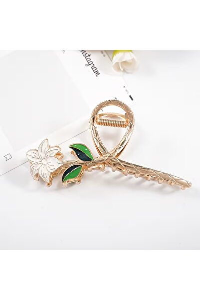 Glamluxe Elegant Lily Motif Enamel Textured Metal Hairpin for Women