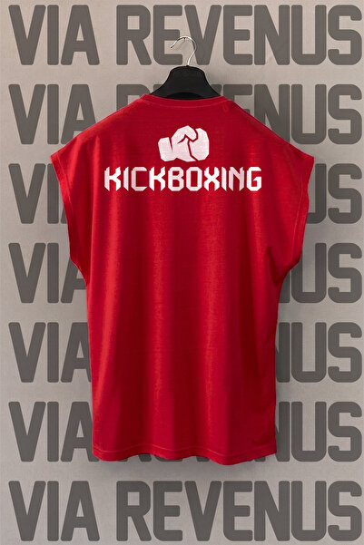 Vordevia تي شيرت رياضي مطبوع على الظهر بدون أكمام وياقة دائرية من نوع Kickboxing
