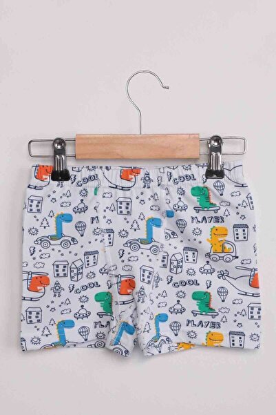 Zulu Ticaret Tutku-Elestan Printed Home Patterned Boys' Boxer Shorts |   White