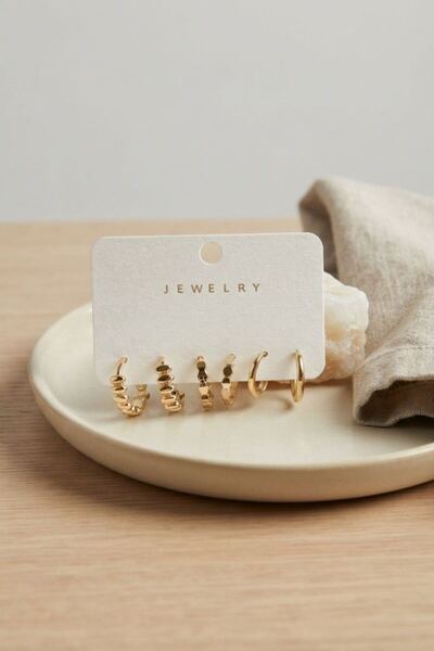 norsary Gold Color Brass Hoop Model Earring Set of 6