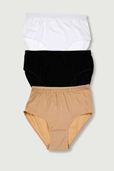 Zulu Ticaret Tutku-Women's Mixed Color 3-Pack Ribana Bato Panties Elf568T0922...