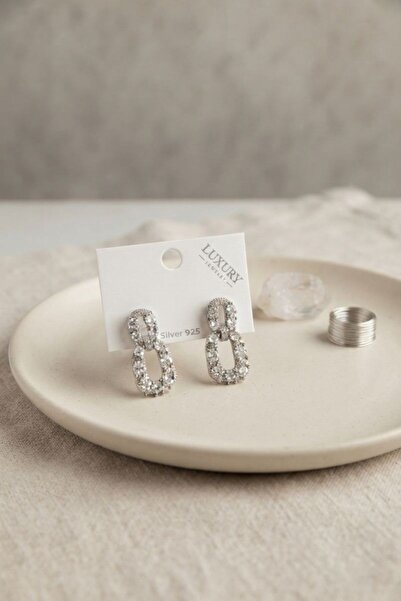 norsary Zircon Stone Silver Color Brass Vintage Women's Earrings