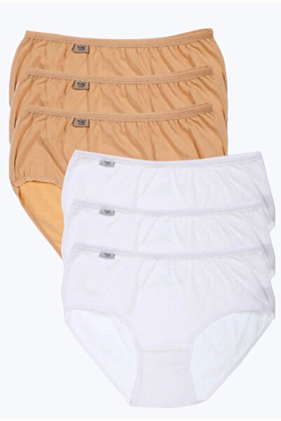 Zulu Ticaret Tutku-Women's 6-Pack Mixed Color Cotton Lycra High Waist Bato Pa...