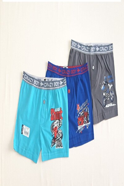 Zulu Ticaret Tutku-Erkek Blue Navy Blue Children's 3 Piece Boxer New Season