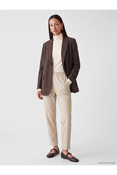 LC Waikiki Özmarka New Season Gray Women's Trousers with Elastic Waist