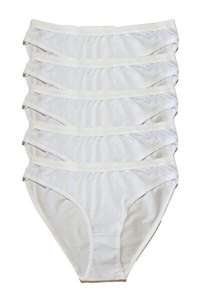 Zulu Ticaret Tutku-Women's Ecru Combed Cotton Bikini Panties 5-Pack