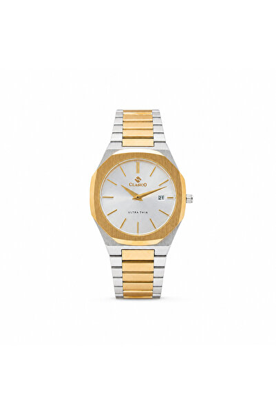 Clasico C1 Men’s Ultra-Thin Octagonal Stainless Steel Watch – Gold/Silver Case