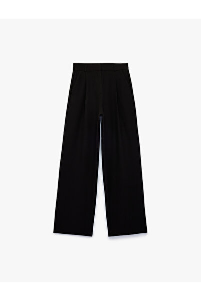 Koton High Waist Regular Fit Wide Leg Fabric Trousers with Pockets