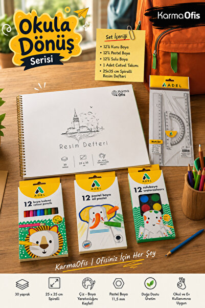 Adel Back to School Series Student Drawing and Painting Set – Dry Paint, Wate...