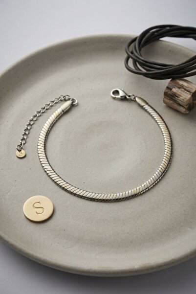 norsary 316L Steel Silver Color Flat Snake Chain Model Men's Bracelet
