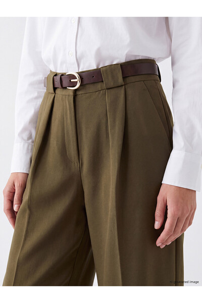LC Waikiki LCWAIKIKI ClassicWomen's Kuımaş بنطلون مطوي بحزام خصر
