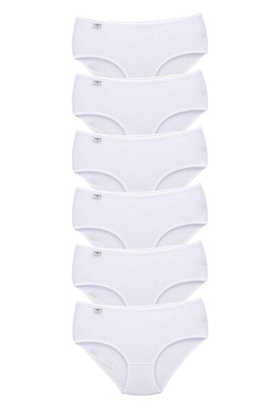 Zulu Ticaret Tutku-6 Pieces Women's High Waist Bato Thin Rubber Panties White