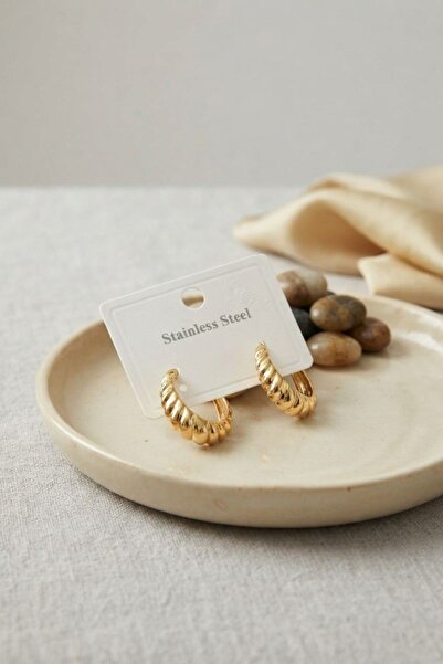 norsary 316L Steel Gold Color Curved Hoop Model Earrings