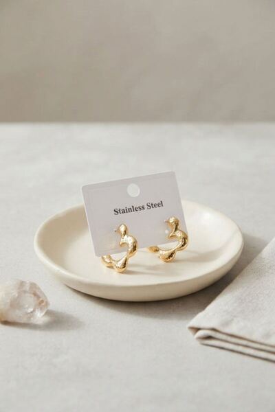 norsary 316L Steel Gold Color Flower Hoop Model Earrings