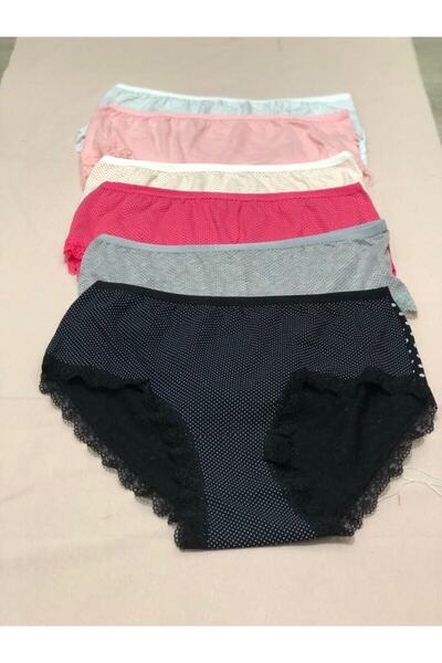 Zulu Ticaret Tutku-12 Pack Women's Patterned Lace-Legged Bato Panties
