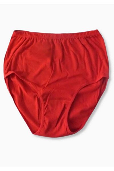 Zulu Ticaret Tutku-Women's Red Cotton Ribbed Bato Panties New Season