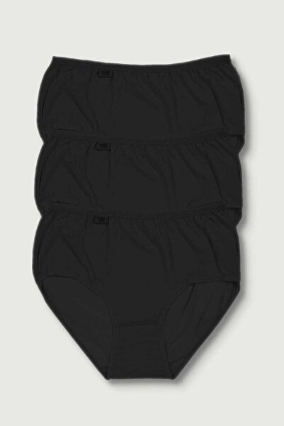 Zulu Ticaret Tutku-Women's Black 3 Pack Lycra Bato Panties Elf568T0924Ccm3.
