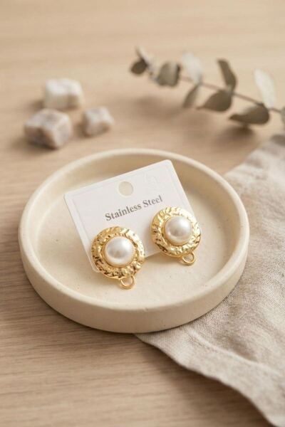 norsary 316L Steel Gold Color Pearl Model Earrings