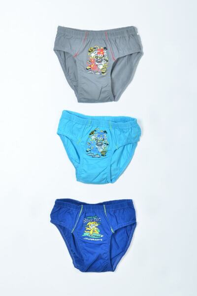Zulu Ticaret Tutku-Girls' Gray Yellow Fuchsia 3-Pack Boxer Briefs 0181