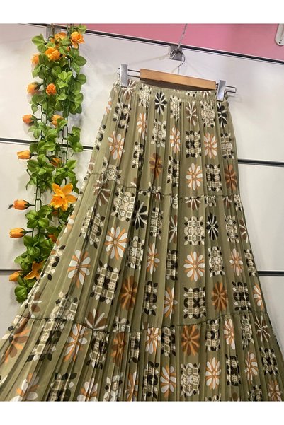 edu collection Patterned Chiffon Skirt with Lining