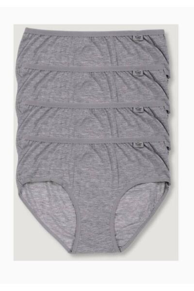 Zulu Ticaret Tutku-Women's Gray 4-Pack Lycra Bato Panties Elf568Tccm4 New Season