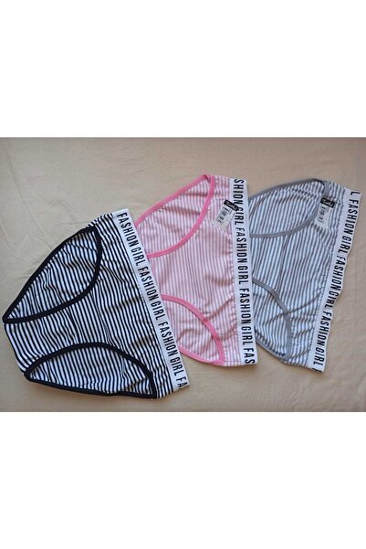 Zulu Ticaret Tutku-Hera Striped Women's Panties 540 |   Pink