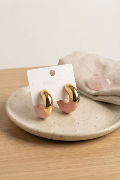 norsary 316L Steel Gold Color Pink Hoop Model Women's Earrings