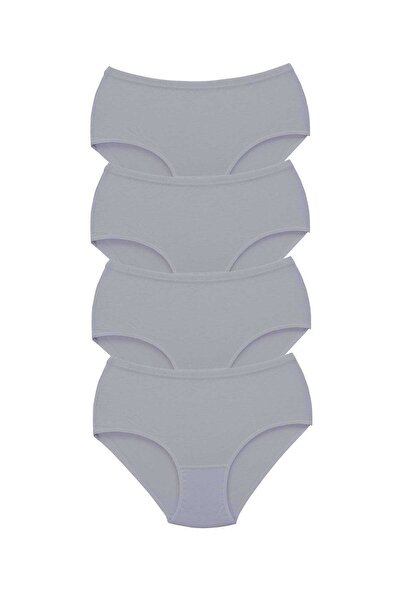 Zulu Ticaret Tutku-4 Pieces Women's High Waist Bato Thick Rubber Panties Gray