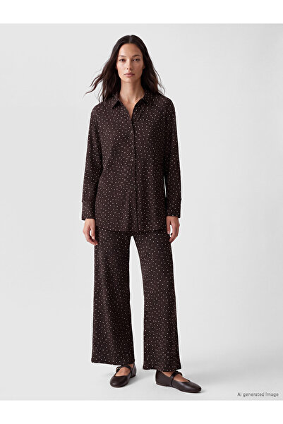 LC Waikiki Vizyon New Season Brown Polka Dot Women's Trousers with Elastic Waist