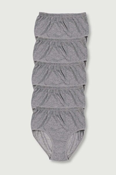 Zulu Ticaret Tutku-Women's Gray 5-Pack Ribana Bato Panties Elf568T0922Ccm5