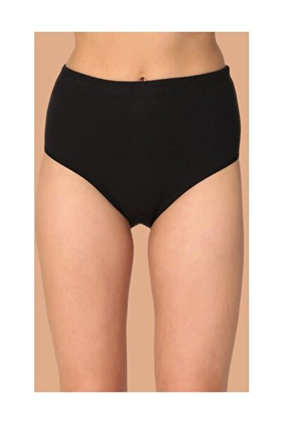 Zulu Ticaret Tutku-Women's Black High Waist Elastic Ribbed Lycra Bato Panties...