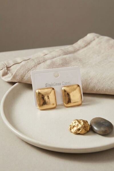 norsary 316L Steel Gold Color Square Shape Model Earrings