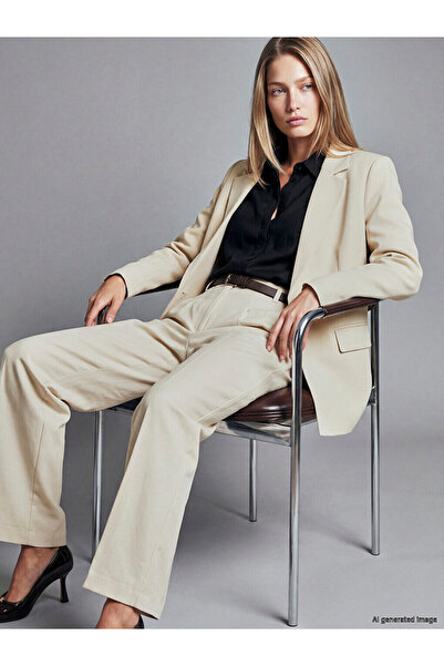 LC Waikiki Vizyon New Season Beige Crepe Women's Blazer Jacket