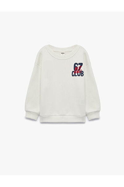 Koton Print Detailed Crew Neck Long Sleeve Fleece-Lined Sweatshirt