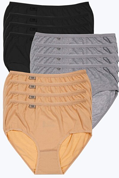 Zulu Ticaret Tutku-Women's 6-Pack Mixed Color Cotton Lycra High Waist Bato Pa...