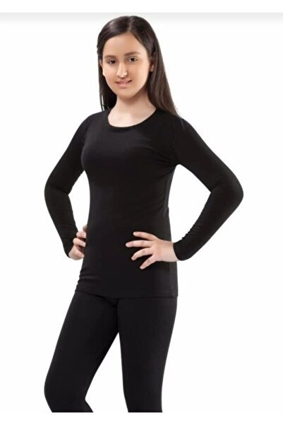 Zulu Ticaret Tutku-Kız Çocuk Thermal Bottom-Top Set Set Black
