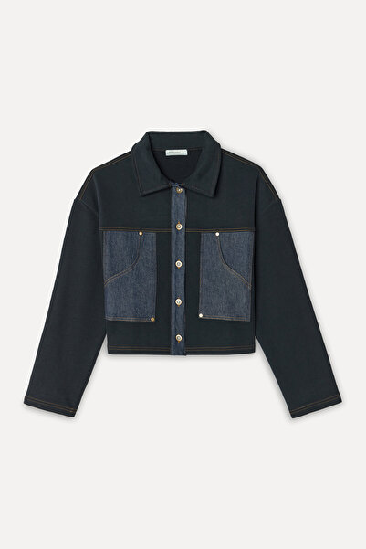 Mudo Women's Indigo Contrast Loose Fit Jean Jacket