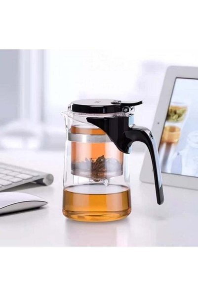 Generic Glass Teapot with Removable Infuser Clear Tea Kettle with One Button Press to Filter the Tea Leaf and Blooming Tea Maker